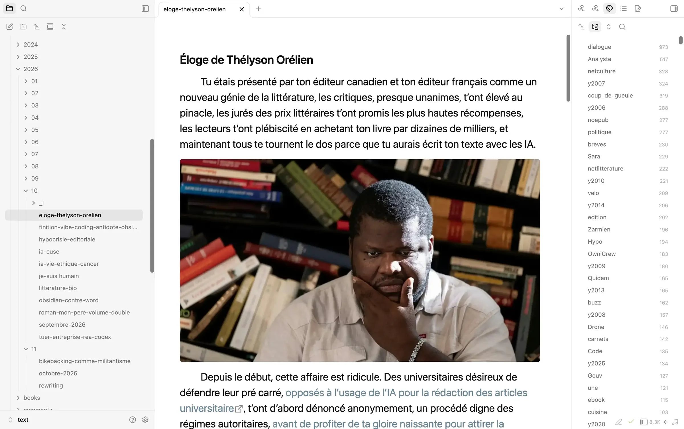 Les fichiers sur la gauche